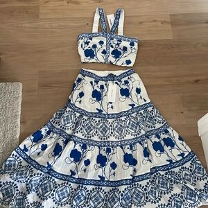 Karen Millen Embroidered halter top and maxi skirt, size 8